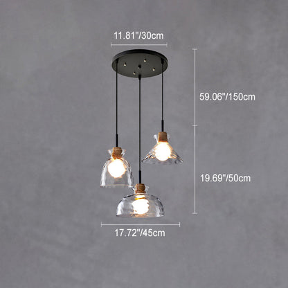 Moderne Glazen Hanglamp met Houten Accenten – Diverse Designs