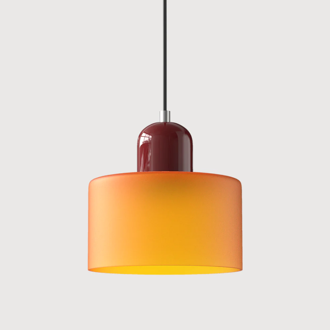 Tusa – Retro Hanglamp met Oranje Glazen Kap & Groene Bovenzijde