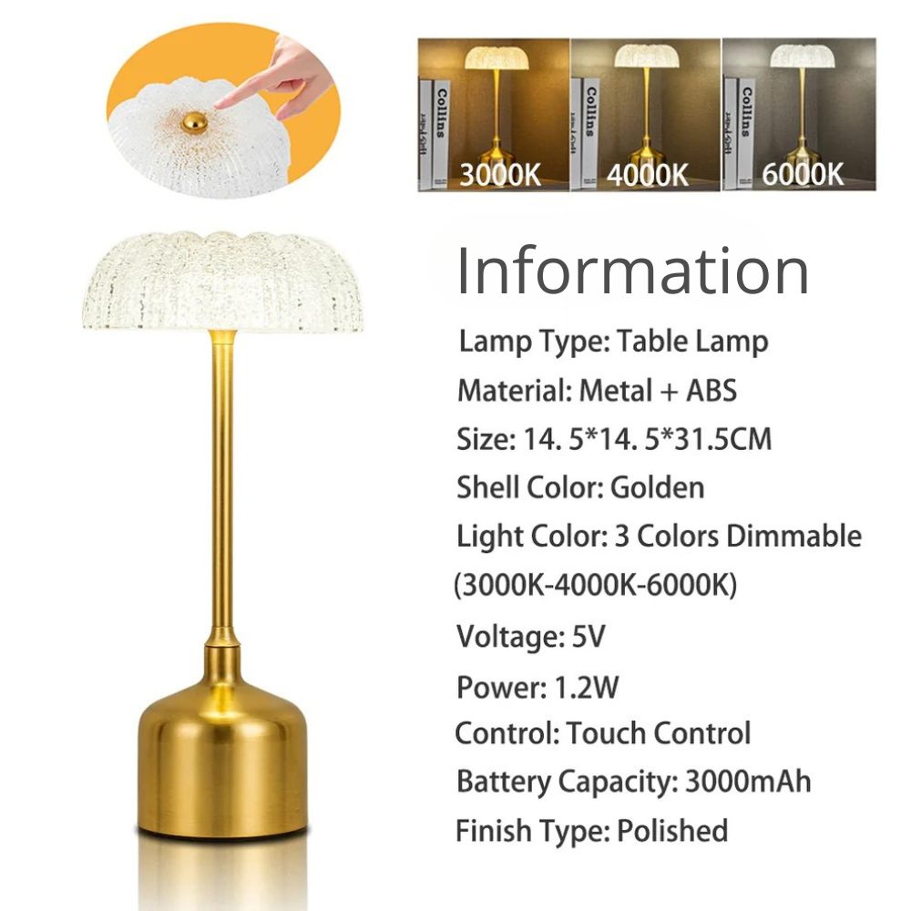 Rosa – Oplaadbare Kristallen Bloem Tafellamp met Touch & Dimbare LED