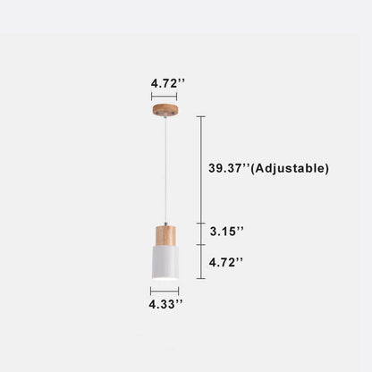 Moderne Hanglamp van Metaal en Hout met Kleurrijk Design