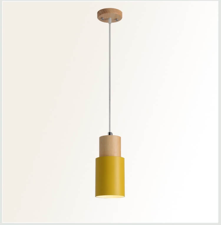 Moderne Hanglamp van Metaal en Hout met Kleurrijk Design