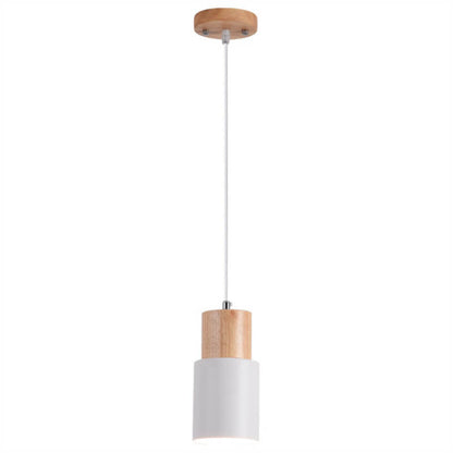 Moderne Hanglamp van Metaal en Hout met Kleurrijk Design