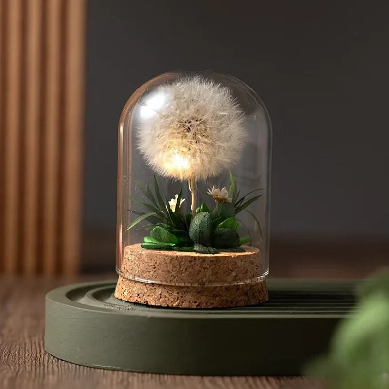 Floro – Nachtlamp met Gedroogde Bloemen onder Glas