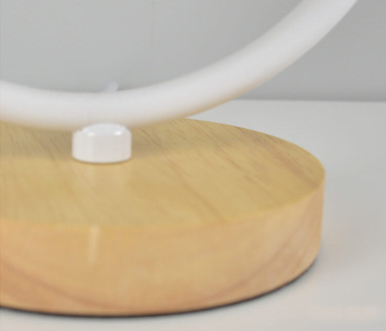 Moderne Stoffen Tafel Lamp met Houten Details – 3-Kleuren Licht – Wit/Beige