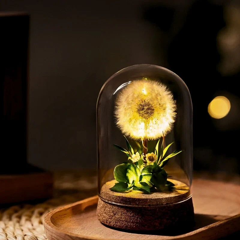 Floro – Nachtlamp met Gedroogde Bloemen onder Glas