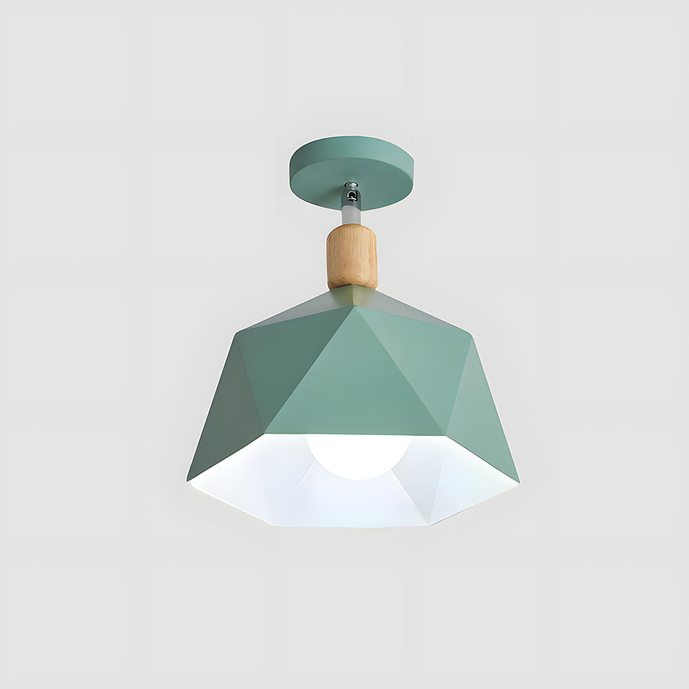 Läila – Scandinavische Plafondlamp met Geometrisch Design & Houten Accent