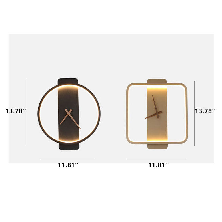 Modern Wall Lamp with Clock Design – Acrylic & Metal – Gold/Black – 18W LED