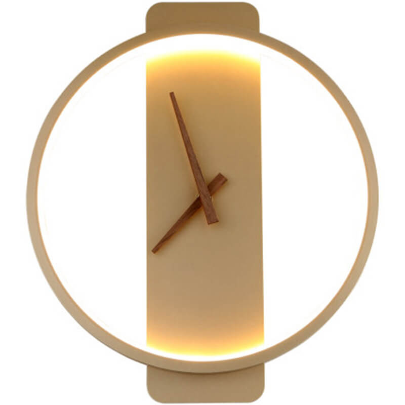 Modern Wall Lamp with Clock Design – Acrylic & Metal – Gold/Black – 18W LED
