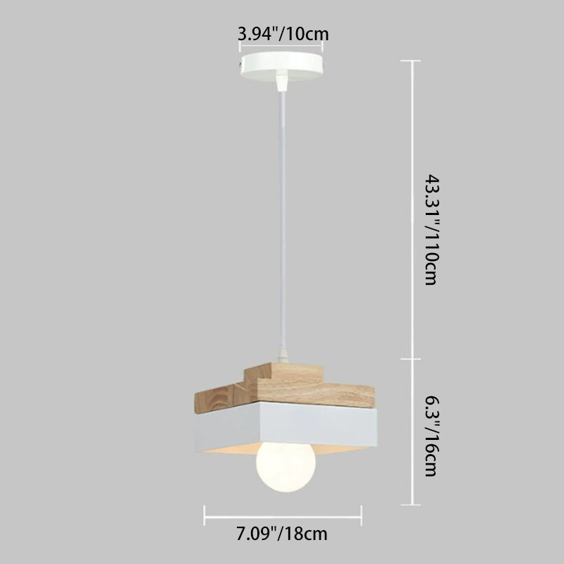 Moderne Hanglamp van Metaal en Hout – Zwart of Wit met Verstelbaar Snoer