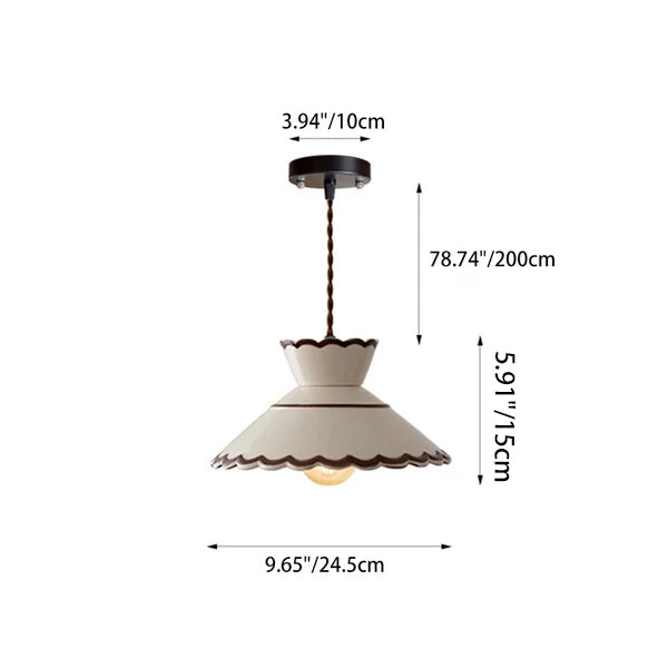 Franse Keramische Hanglamp – Minimalistische Kegelvorm, E26 Fitting