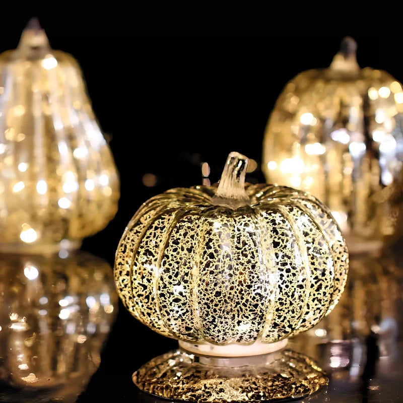 Handgeblazen Glazen Herfsverlichting– Met Timer en Warm Wit Licht