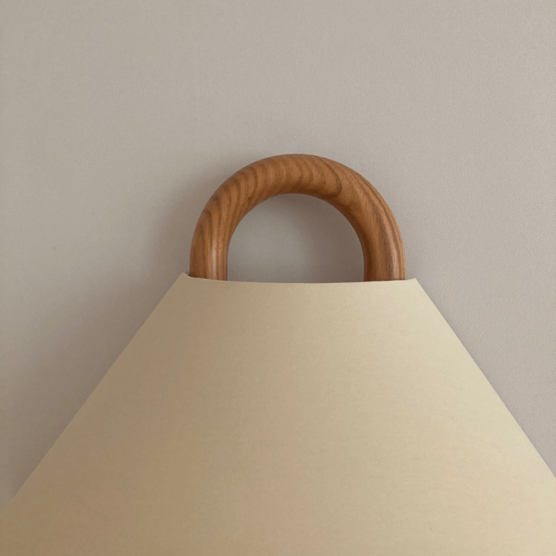 Moderne Houten Wandlamp met Stoffen Kap
