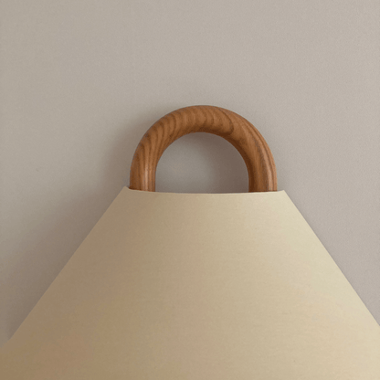 Moderne Houten Wandlamp met Stoffen Kap