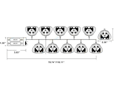 Halloween Gele LED Sfeerverlichting – 24V String Light (10 of 20 lampjes)