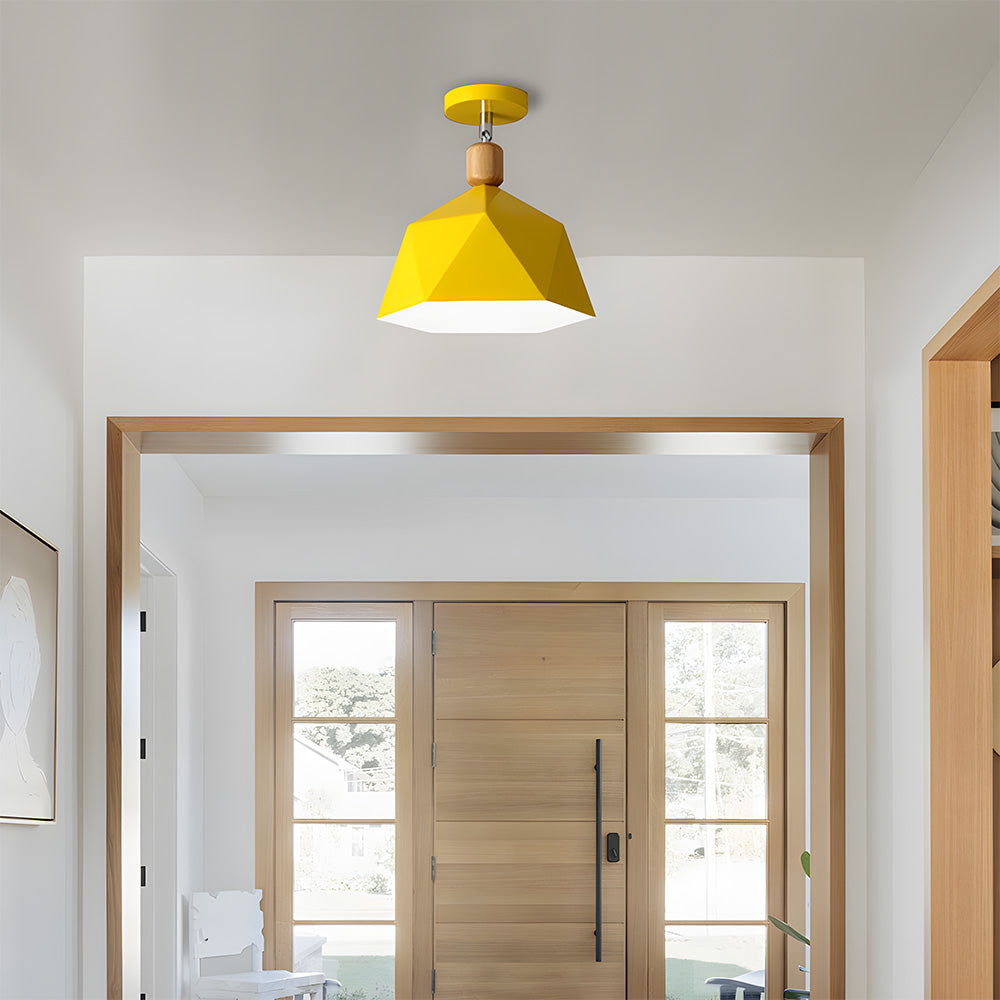 Läila – Scandinavische Plafondlamp met Geometrisch Design & Houten Accent