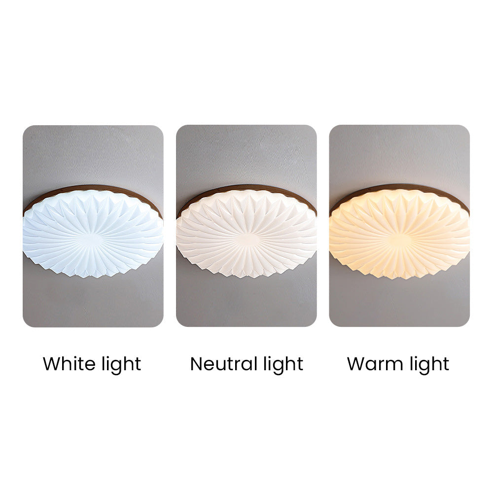 Franse Beige en Witte LED Plafondlamp – Hout en Acryl met 3-Kleur Licht