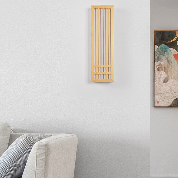 Moderne Houten LED Wandlamp met Beige en Acryl Accenten