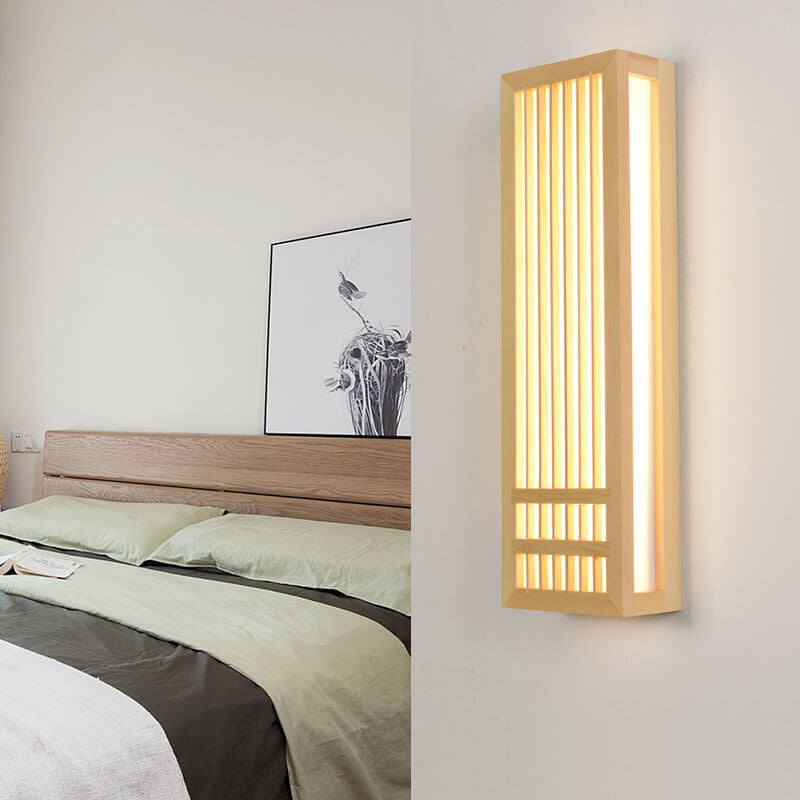 Moderne Houten LED Wandlamp met Beige en Acryl Accenten