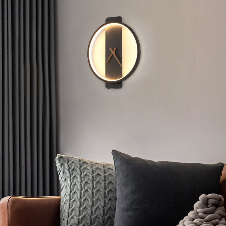 Modern Wall Lamp with Clock Design – Acrylic & Metal – Gold/Black – 18W LED