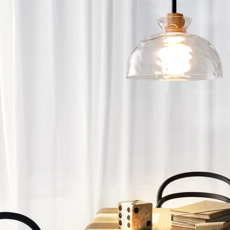 Moderne Glazen Hanglamp met Houten Accenten – Diverse Designs