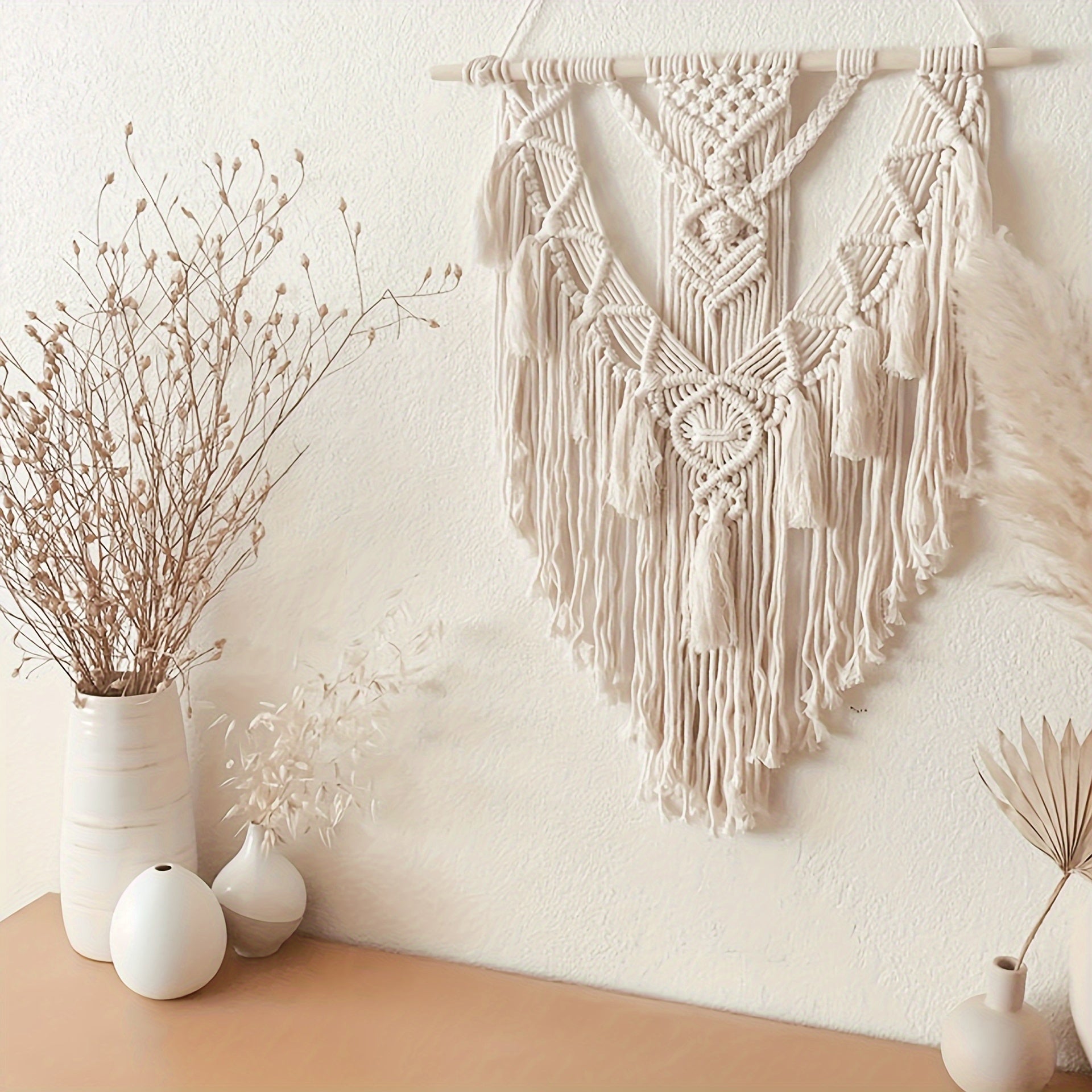 Bohemian Macramé Wall Decoration – Handwoven Cotton Wall Hanging