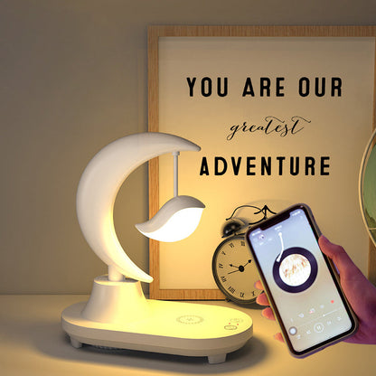 Ster en Vogel Tafellamp met Bluetooth Speaker & Draadloos Opladen – Oplaadbare LED