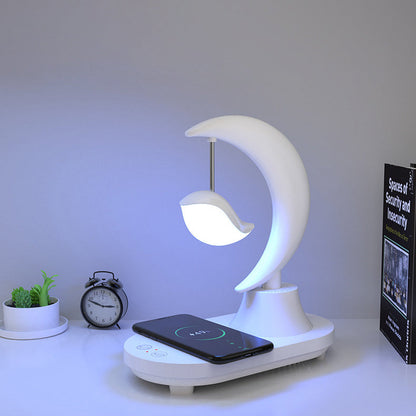 Ster en Vogel Tafellamp met Bluetooth Speaker & Draadloos Opladen – Oplaadbare LED