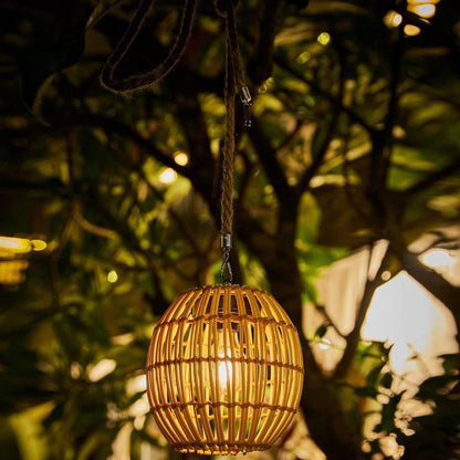 Solar LED Hanglamp met Japandi Design – Vintage Geel – 1.2 V (1 Lichtbron)