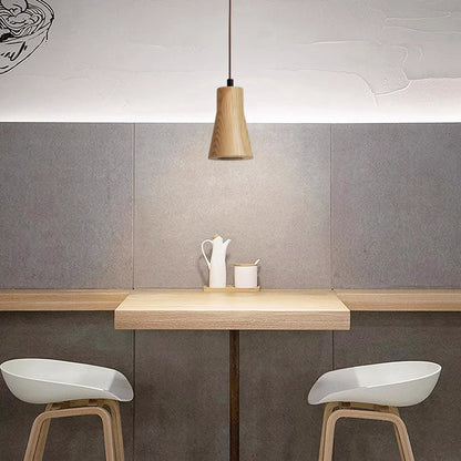 Moderne Houten Hanglamp met Minimalistisch Beige Design