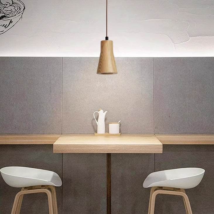 Moderne Houten Hanglamp met Minimalistisch Beige Design