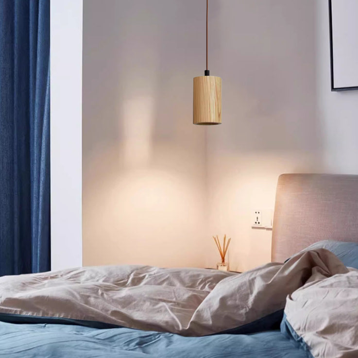 Moderne Houten Hanglamp met Minimalistisch Beige Design