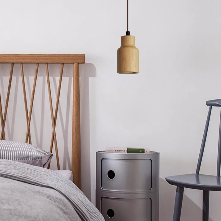 Moderne Houten Hanglamp met Minimalistisch Beige Design