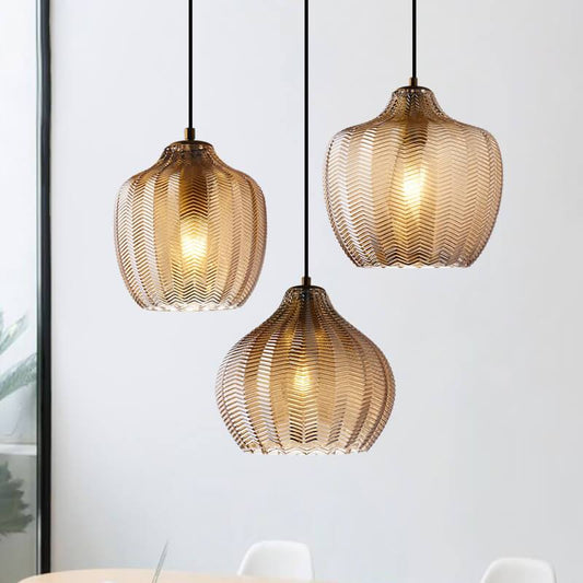 Moderne Glazen Hanglamp – Smoke Gray of Cognac, Verstelbare Hoogte