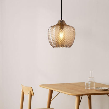 Moderne Glazen Hanglamp – Smoke Gray of Cognac, Verstelbare Hoogte