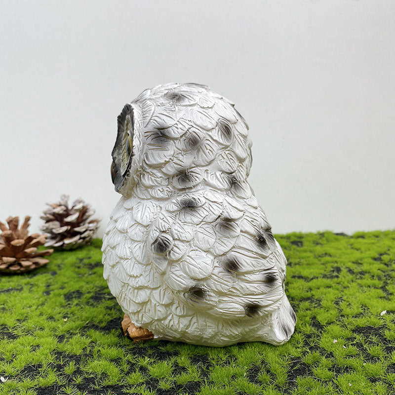 Decoratieve Uilen Solar Tuinlamp – Bruin/Wit – (1 LED)