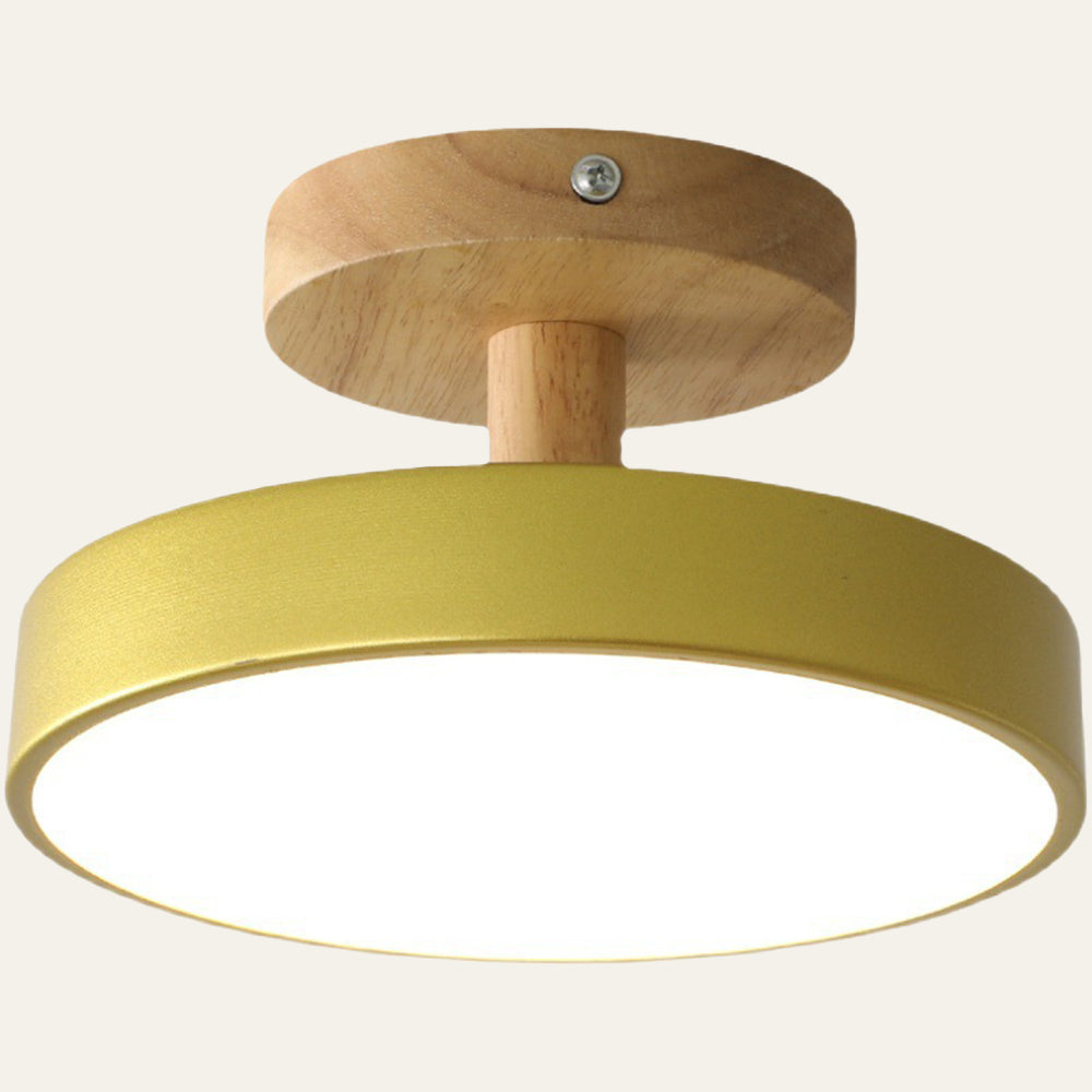 Scandinavische Plafondlamp met Houten Basis & Zacht Pastel Design
