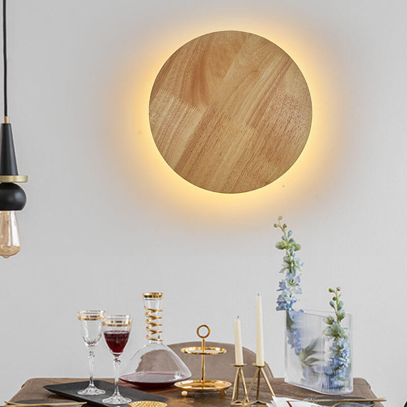 Moderne Houten LED Wandlamp – Minimalistisch Design – Voor Woonkamer, Slaapkamer & Studiekamer