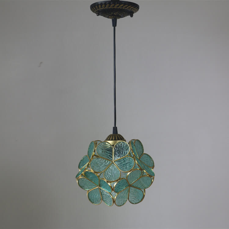 Vintage Glazen Hanglamp – Kleurrijk Handgemaakt Design