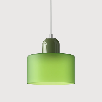 Tusa – Retro Hanglamp met Oranje Glazen Kap & Groene Bovenzijde