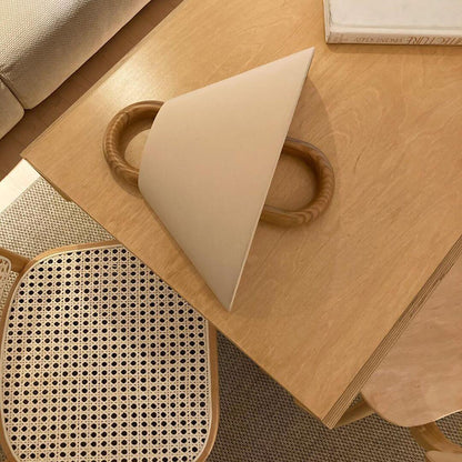 Moderne Houten Wandlamp met Stoffen Kap