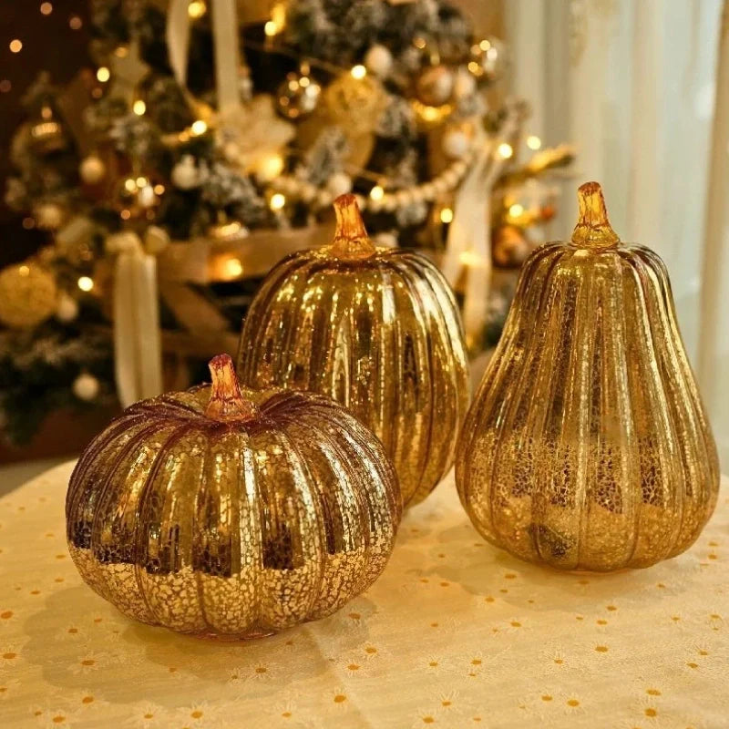 Handgeblazen Glazen Herfsverlichting– Met Timer en Warm Wit Licht