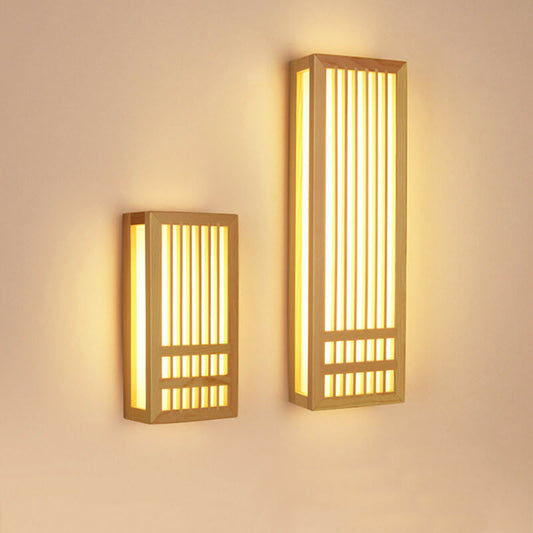 Moderne Houten LED Wandlamp met Beige en Acryl Accenten