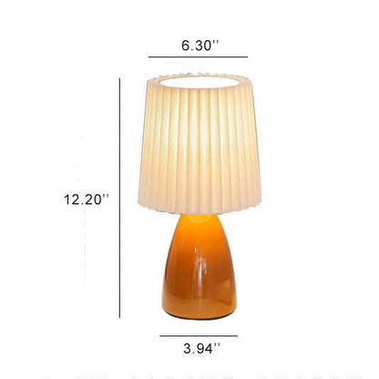 Scandinavische Glazen Tafellamp met Stoffen Kap – 3-Kleurig Dimbaar Licht