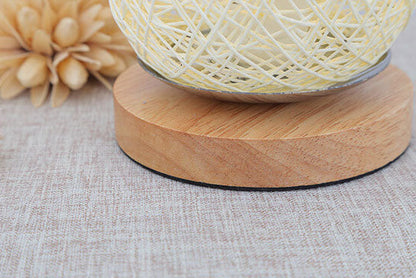 Industriële Rotan & Houten Tafellamp – Beige/Bruin – 5V LED 3W 300lm