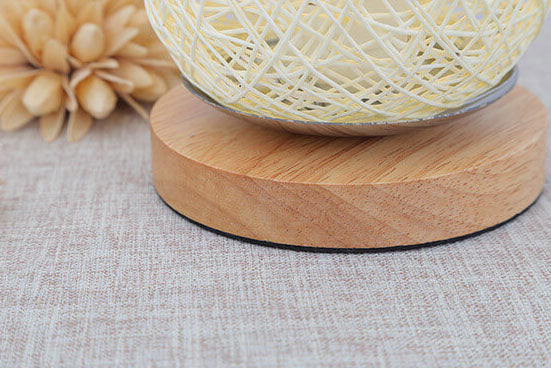 Industriële Rotan & Houten Tafellamp – Beige/Bruin – 5V LED 3W 300lm