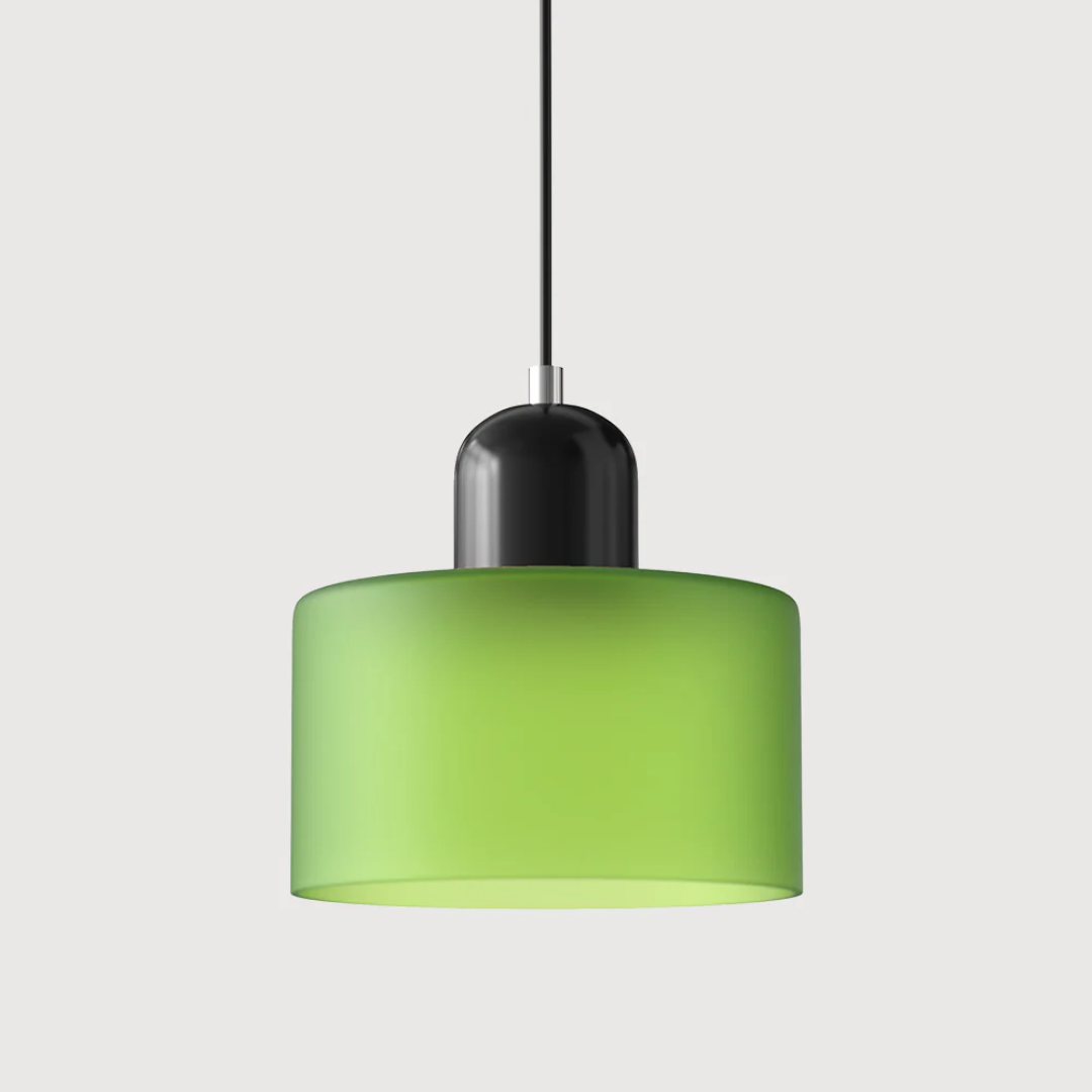 Tusa – Retro Hanglamp met Oranje Glazen Kap & Groene Bovenzijde
