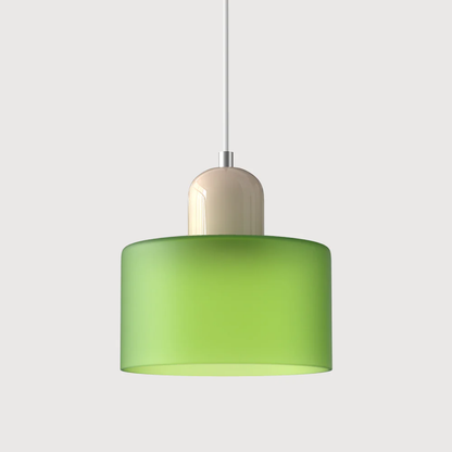 Tusa – Retro Hanglamp met Oranje Glazen Kap & Groene Bovenzijde