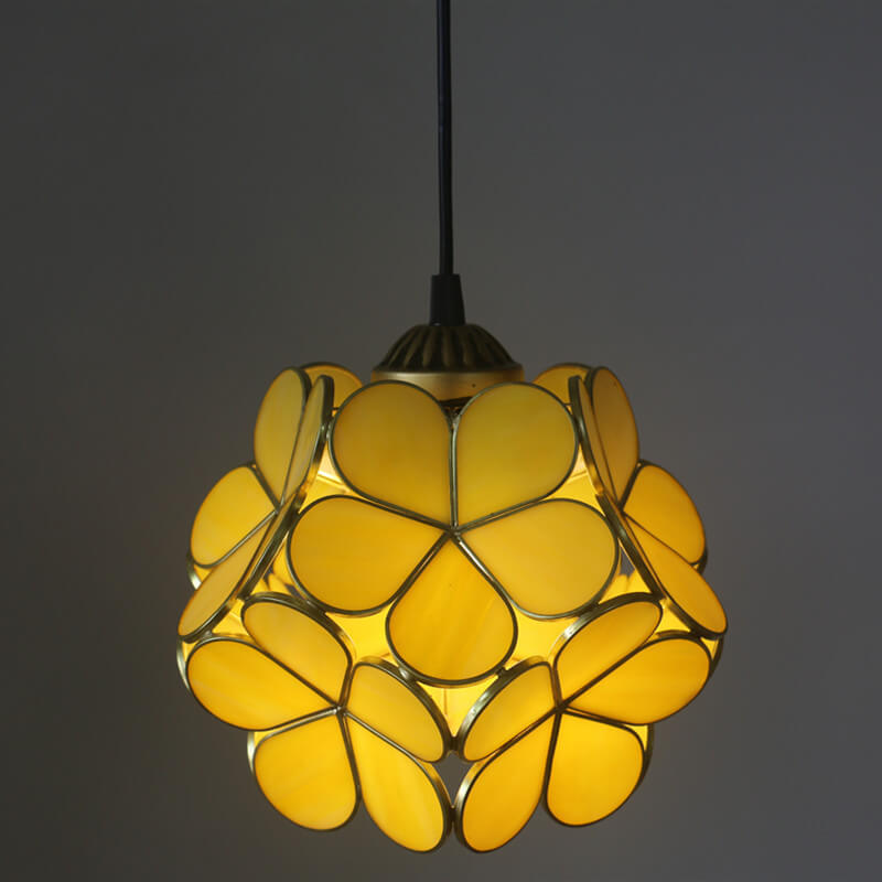 Vintage Glazen Hanglamp – Kleurrijk Handgemaakt Design