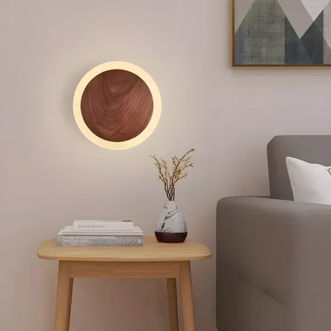 Japandi Wandlamp met Hout en Geïntegreerde LED