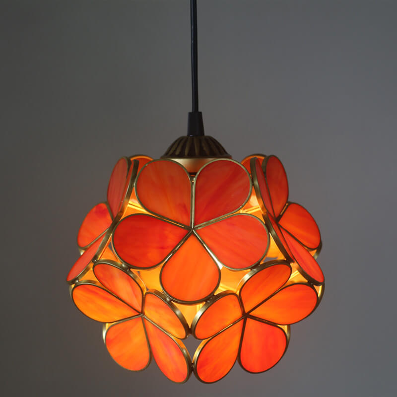 Vintage Glazen Hanglamp – Kleurrijk Handgemaakt Design